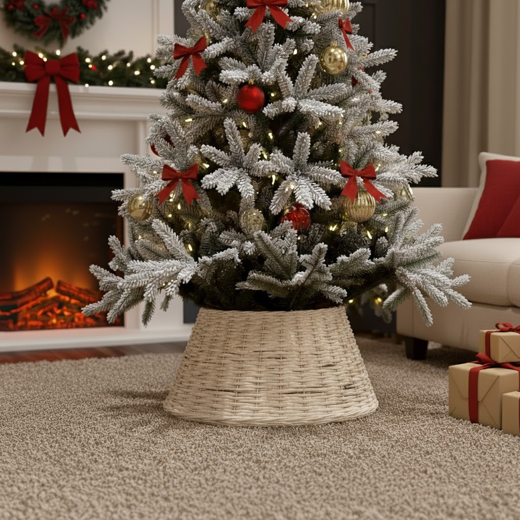 Cache pied en jacinthe d'eau tissée marron