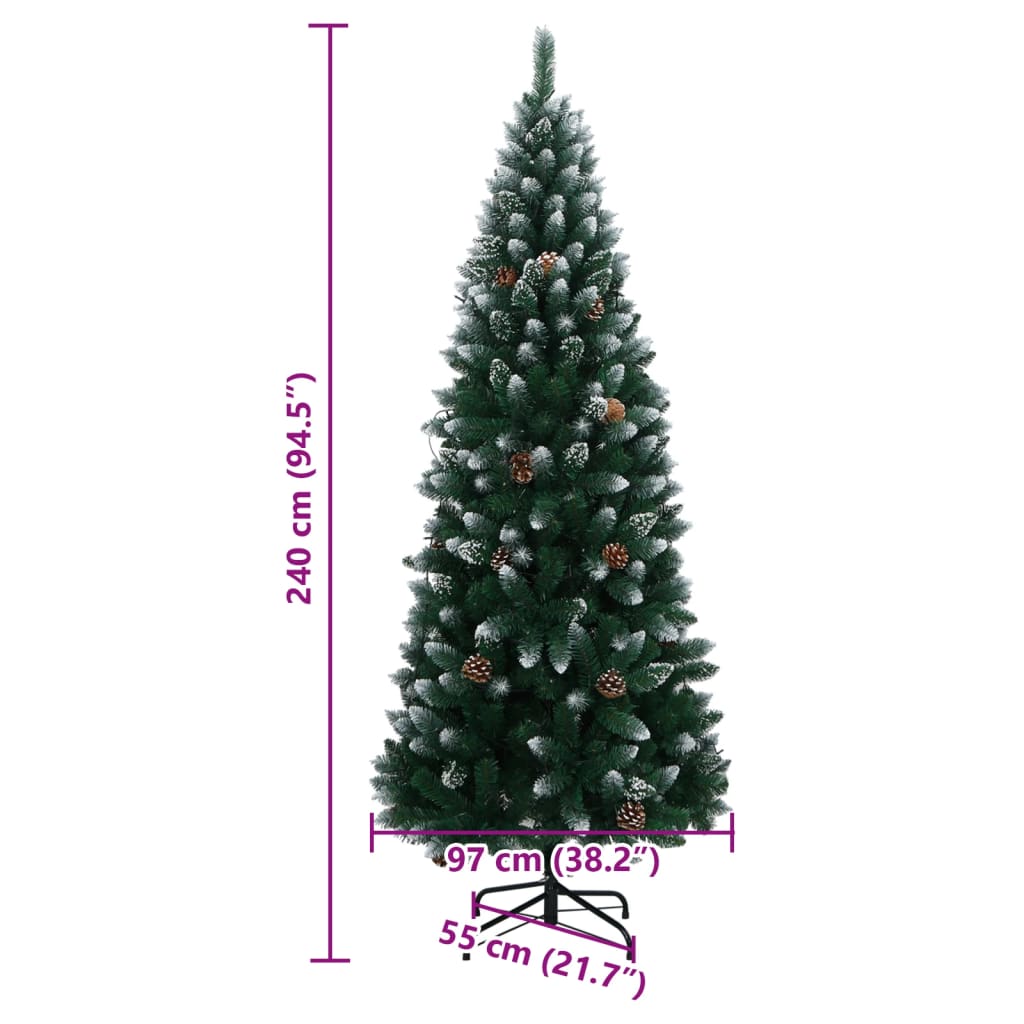 Sapin de Noël Artificiel Vert avec Guirlande LED Blanc Chaud