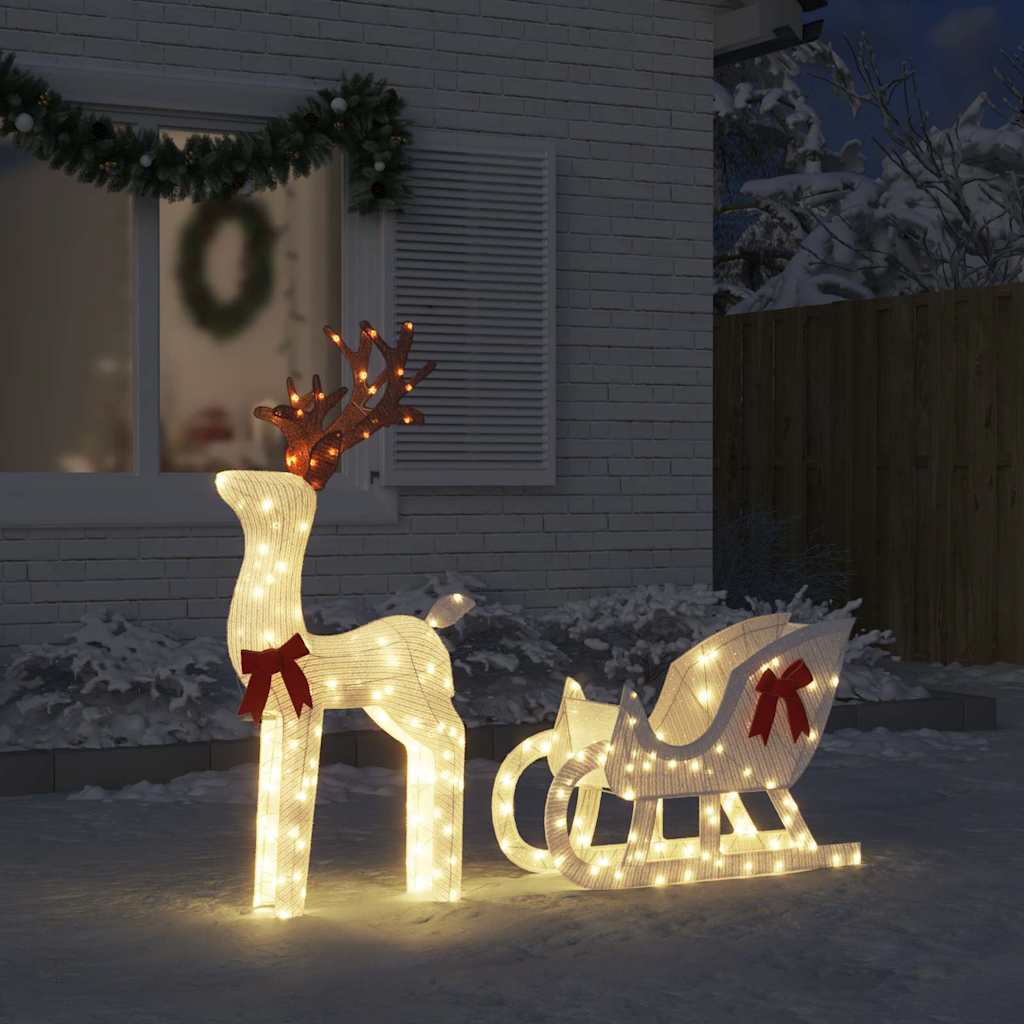 Décoration Lumineuse de Noël Renne et Traîneau avec LED