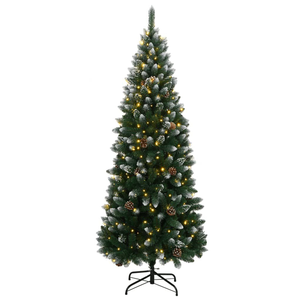 Sapin de Noël Artificiel Vert avec Guirlande LED Blanc Chaud