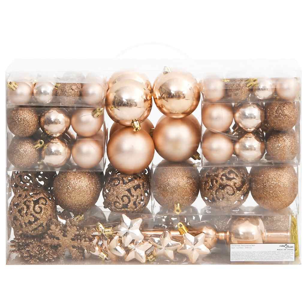 Ensemble de boules de Noël doré rose en polystyrène – 105 pièces