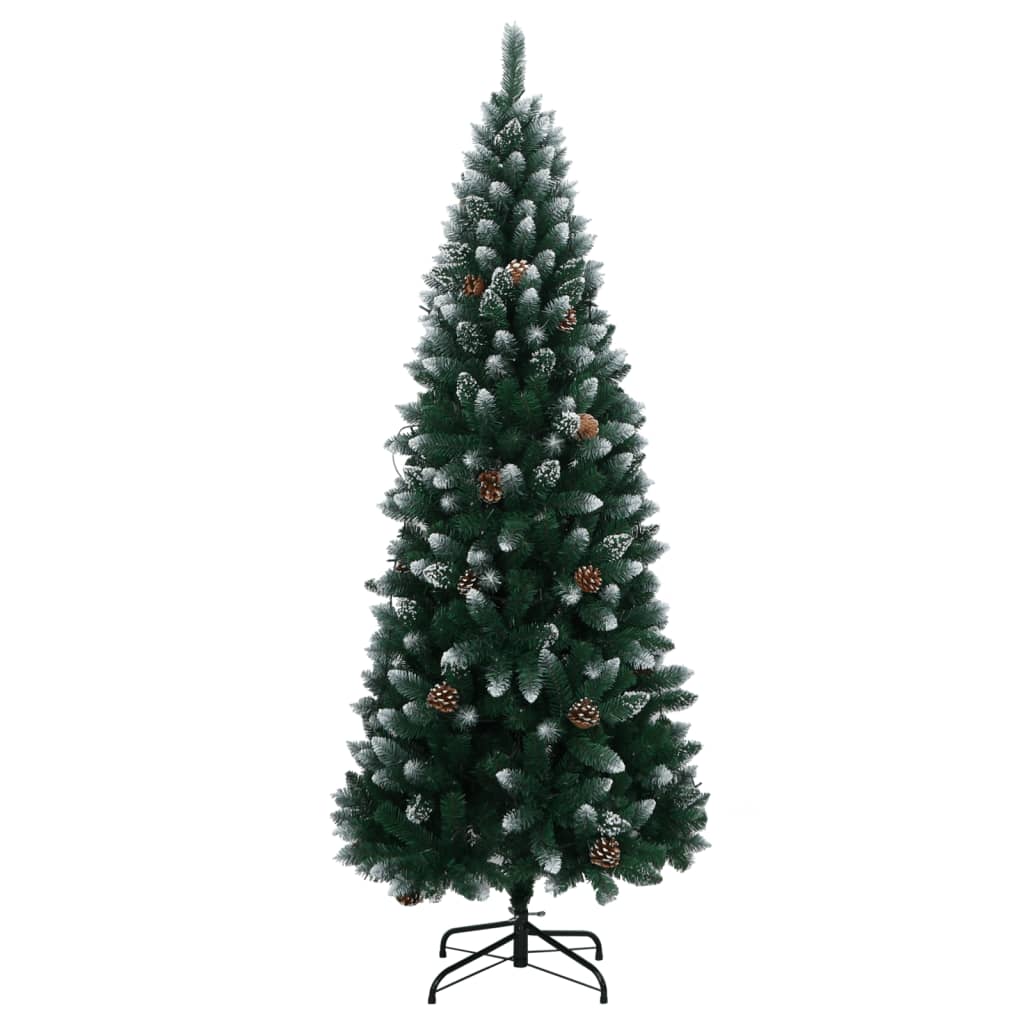 Sapin de Noël Artificiel Vert avec Guirlande LED Blanc Chaud