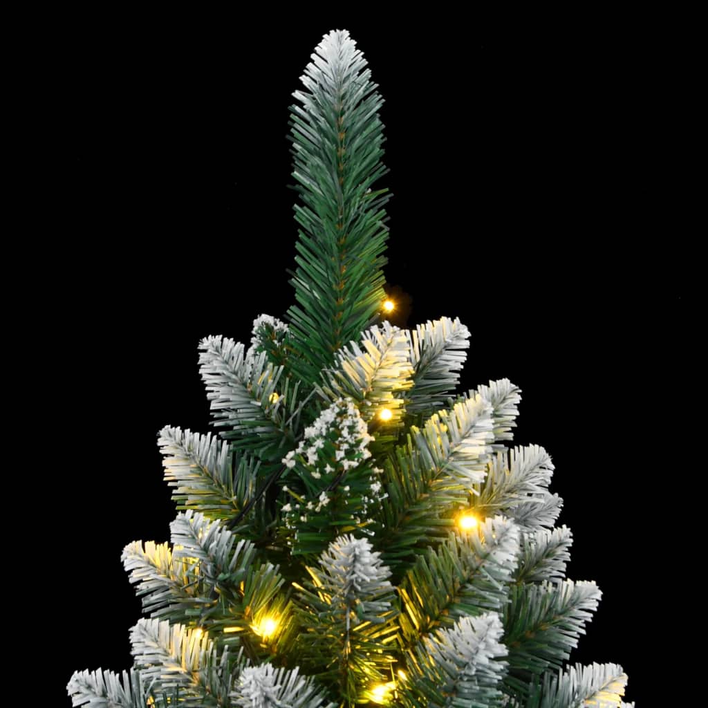 Sapin de Noël Artificiel Vert avec Guirlande LED Blanc Chaud