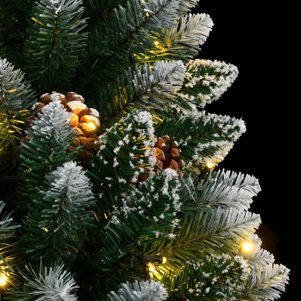 Sapin de Noël Artificiel Vert avec Guirlande LED Blanc Chaud