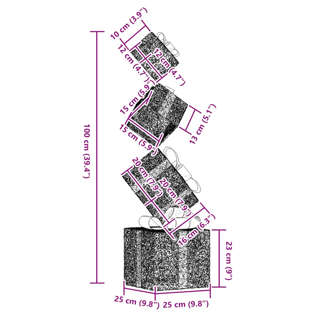 Boîte-cadeau de décoration de Noël 80 LED blanc chaud